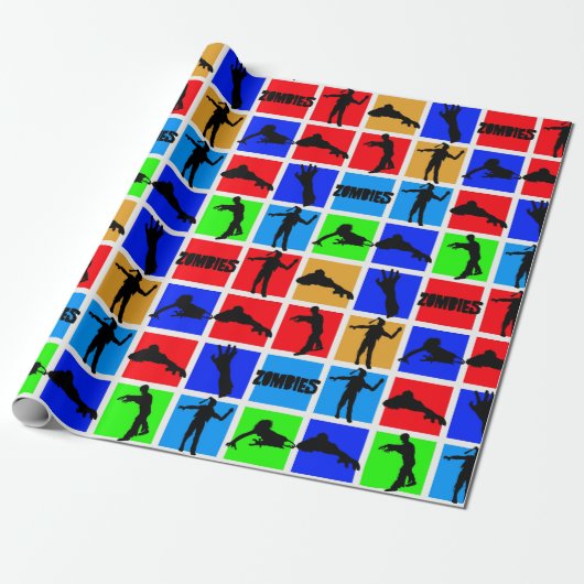 Papier Cadeau Motif Zombies coloré (Déroulé)