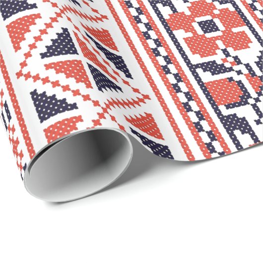 Papier Cadeau Motifs de conception de point de croix (Coin rond)