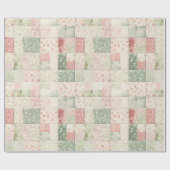 Papier Cadeau Motifs de courtepointe floraux rose menthe occiden (Plat)