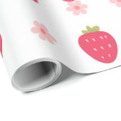 Papier Cadeau Motifs de fraise d'impression mignons (Coin rond)