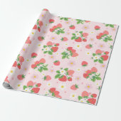 Papier Cadeau Motifs de fraises (Déroulé)