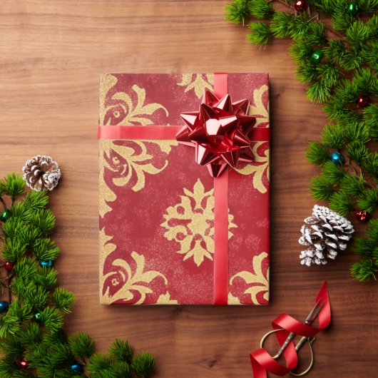 Papier Cadeau Motifs de Noël Red et Gold Festive (Cadeau de vacances)