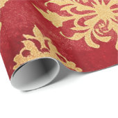 Papier Cadeau Motifs de Noël Red et Gold Festive (Coin rond)