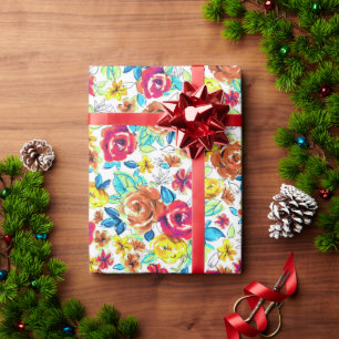 Papier Cadeau Motifs de roses vintage colorés mignons