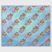 Papier Cadeau Motifs de têtes et de queues de St Bernard (Plat)