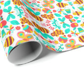 Papier Cadeau Motifs d'insectes colorés (Coin rond)