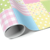 Papier Cadeau Motifs en pastel de patchwork (Coin rond)