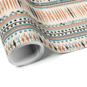 Papier Cadeau Motifs ethniques autochtones boho marine géométriq (Coin rond)