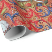 PAPIER CADEAU MOTIFS FLORAUX UNICORNES ET ANCIENS (Coin rond)