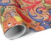 PAPIER CADEAU MOTIFS FLORAUX UNICORNES ET ANCIENS (Coin rond)