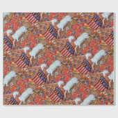 PAPIER CADEAU MOTIFS FLORAUX UNICORNES ET ANCIENS (Plat)