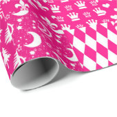 Papier Cadeau Motifs mélangés rose blanc (Coin rond)