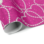 Papier Cadeau Motifs mous de coeur de diamant de parties (Coin rond)