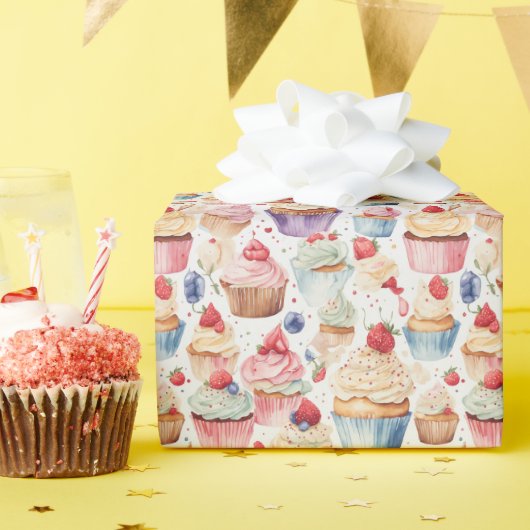 Papier Cadeau Motifs numériques Cream et Cupcake (Fête d'anniversaire)