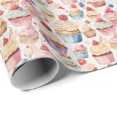 Papier Cadeau Motifs numériques Cream et Cupcake (Coin rond)