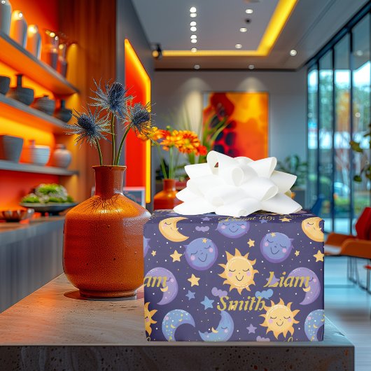 Papier Cadeau Motivation Kawaii Sun et Lune enfants