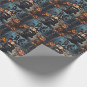 Papier Cadeau Moto à cheval Boston Terrier Halloween effrayant (Coin)