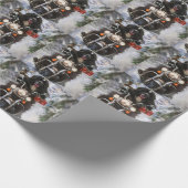 Papier Cadeau Moto à chiens de Terre-Neuve Noël (Coin)