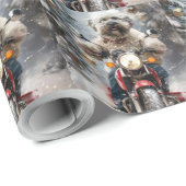 Papier Cadeau Moto à chiens Havanais Noël (Coin rond)