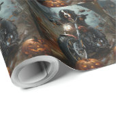 Papier Cadeau Moto bernois d'équitation Halloween effrayant (Coin rond)