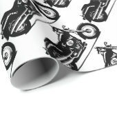 Papier Cadeau moto de silhouette (Coin rond)