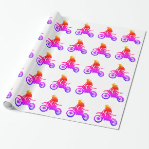 Papier Cadeau Moto Motocross Pop Art