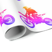 Papier Cadeau Moto Motocross Pop Art (Coin rond)