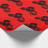 Papier Cadeau Moto Motorcross Rouge Black Pop Art (Coin)