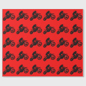 Papier Cadeau Moto Motorcross Rouge Black Pop Art (Plat)