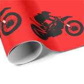 Papier Cadeau Moto Motorcross Rouge Black Pop Art (Coin rond)
