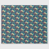 Papier Cadeau Moto Noël du Père Noël (Plat)