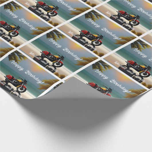 Papier Cadeau Moto Parking près de l'océan (Coin)