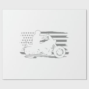 Papier Cadeau Moto Patriotique Vintage American Flag Biker