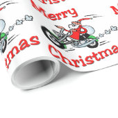 Papier Cadeau Moto Père Noël (Coin rond)
