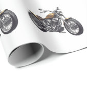 Papier Cadeau Motocyclette graphique (Coin rond)