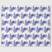 Papier Cadeau Motoneige au Camouflage bleu (Plat)