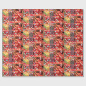 Papier Cadeau Motoneige de Noël avec couronne (Plat)