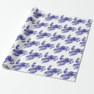 Papier Cadeau Motoneige en Camouflage Bleu