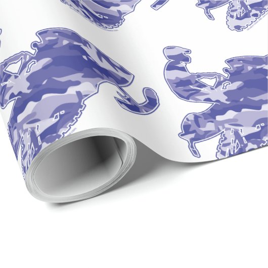 Papier Cadeau Motoneige en Camouflage Blue (Coin rond)