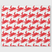 Papier Cadeau Motoneige en rouge (Plat)