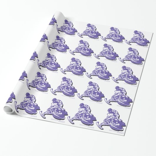 Papier Cadeau Motoneige violet (Déroulé)