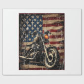Papier Cadeau Motorcycle USA Drapeau Retro Biker (Plat)