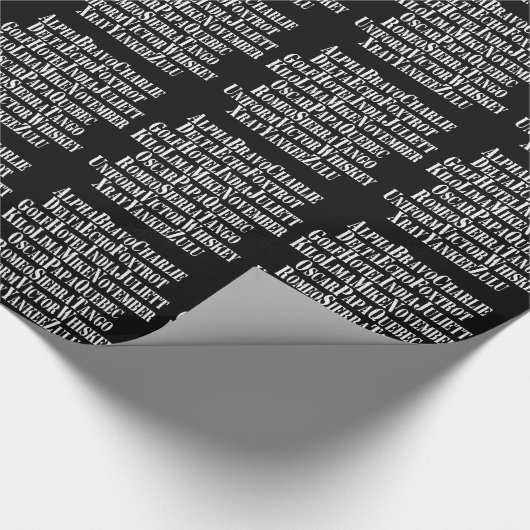 PAPIER CADEAU MOTS ALPHABET PHONÉTIQUE / CODE (Coin)