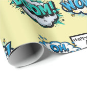 Papier Cadeau Mots d'action de bande dessinée Bulles de parole (Coin rond)