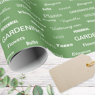 Papier Cadeau Mots de jardinage Cadeau vert moderne pour les amo