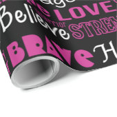 Papier Cadeau Mots De Sensibilisation... Cancer Du Sein (Coin rond)