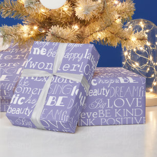 Papier Cadeau Mots d'inspiration violets blancs Noël