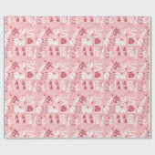 Papier Cadeau Mots Festifs Papier à enveloppement rose et rouge (Plat)