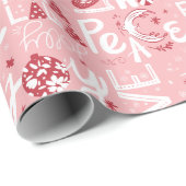 Papier Cadeau Mots Festifs Papier à enveloppement rose et rouge (Coin rond)