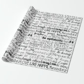 Papier Cadeau Mots Inspirants Noir Blanc (Déroulé)